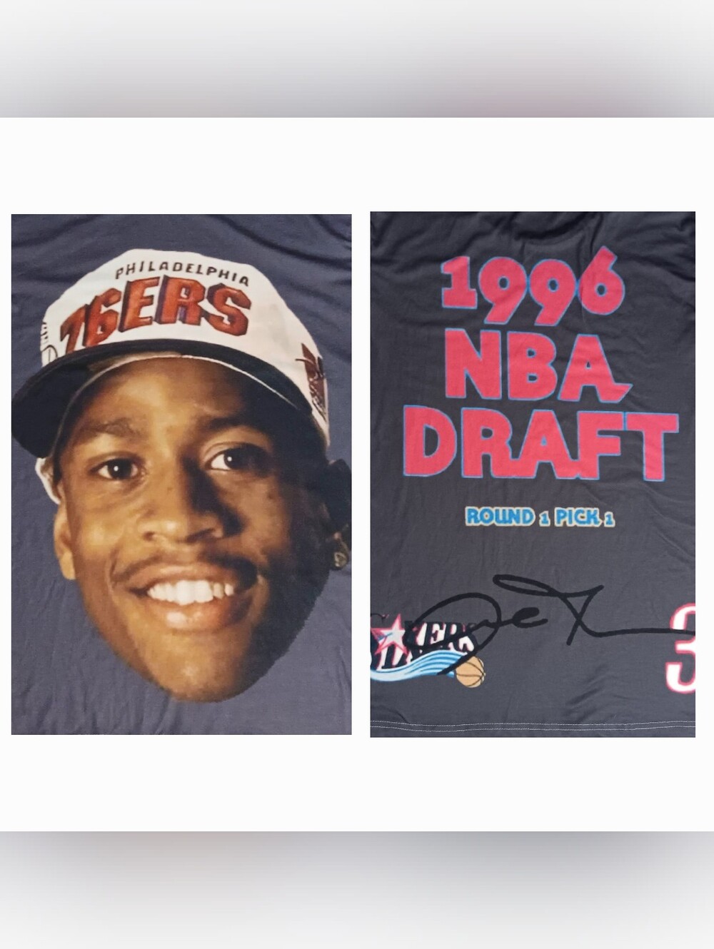 Philadelphia 76ers Allen IversonBig Face t-shirt Number 1 Draft Pick Basketball